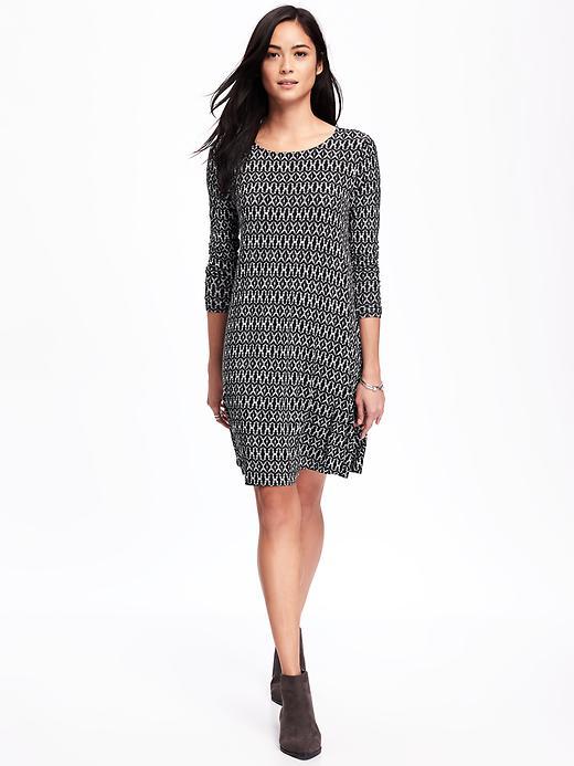 Old Navy Knit Swing Dress For Women - Black Print