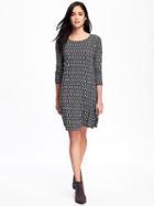 Old Navy Knit Swing Dress For Women - Black Print
