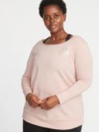 Old Navy Womens Relaxed Plus-size Keyhole-back Sweatshirt Apple Blossom Size 3x