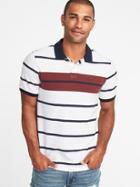 Old Navy Mens Built-in Flex Moisture-wicking Pro Polo For Men Navy/burgundy Stripe Size Xxl