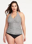 Old Navy Womens Plus-size Halter Tankini Top Gingham Size 1x