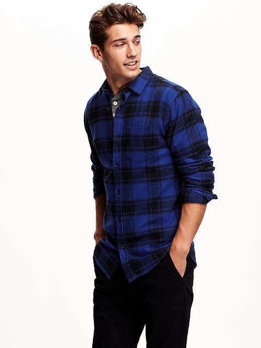 Old Navy Mens Slim Fit Plaid Flannel Shirt Size Xxl Big - Blueser