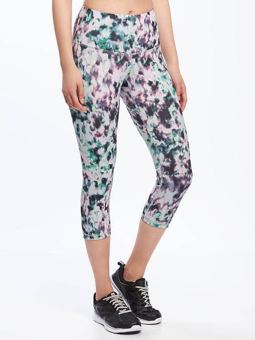Old Navy High Rise Go Dry Compression Capris For Women - Water Color Numbers