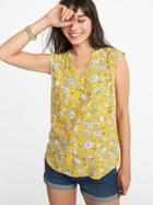 Old Navy Womens Relaxed Printed Sleeveless Top For Women Yellow Floral Size Xxl