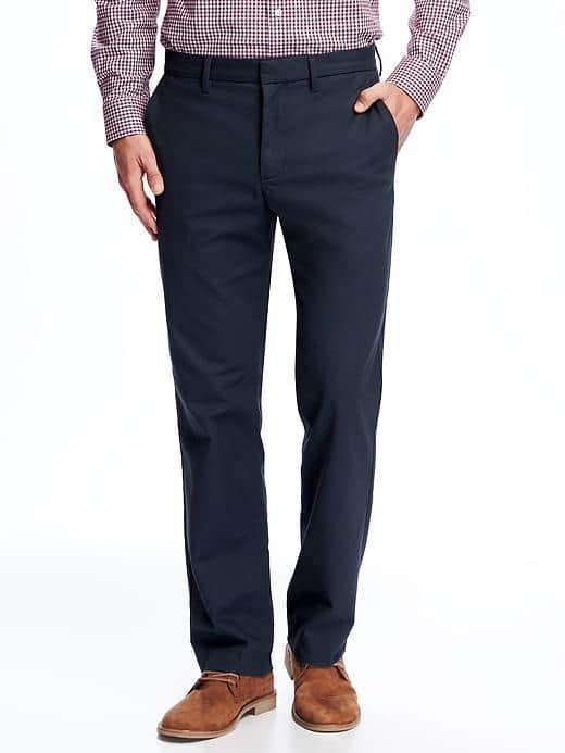 Old Navy Straight Non Iron Built In Flex Khakis For Men - Classic Navy