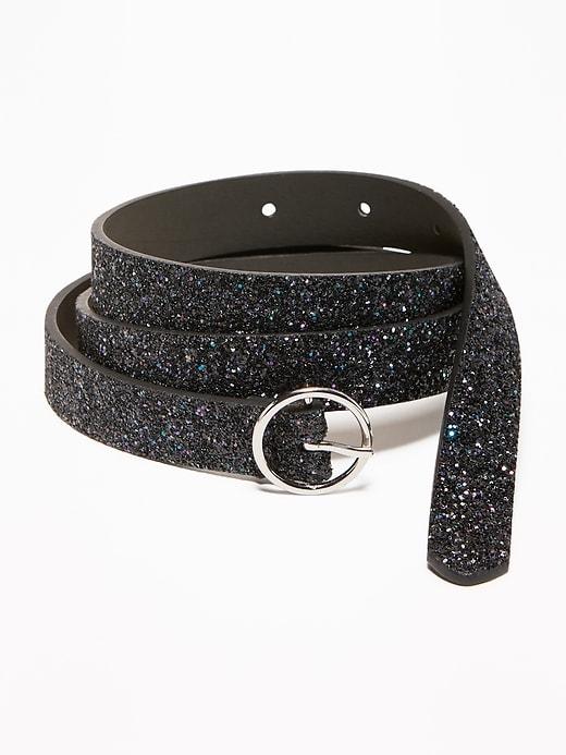 Old Navy Womens Skinny Glitter O-ring Belt For Women Dark Galaxy Size Xs/s