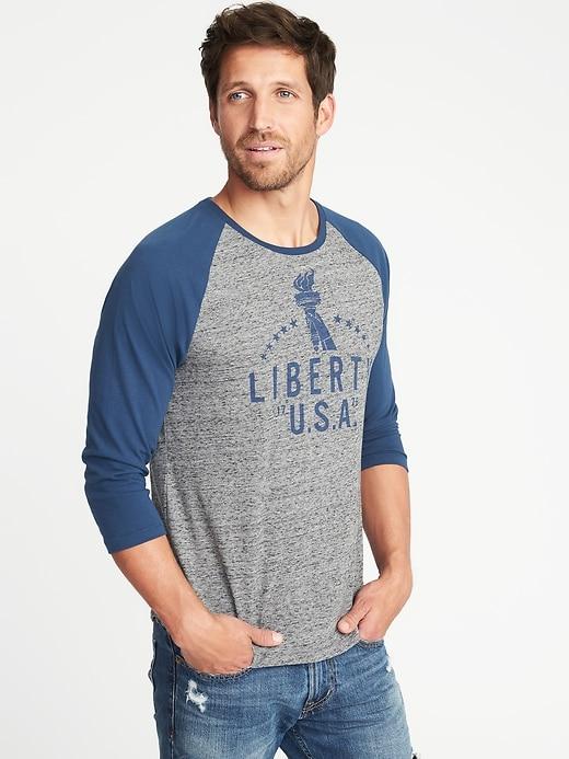 Old Navy Mens Graphic Raglan Tee For Men Liberty U.s.a. 1976 Size Xl