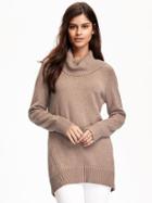 Old Navy Hi Lo Turtleneck Tunic Pullover For Women - Taupe