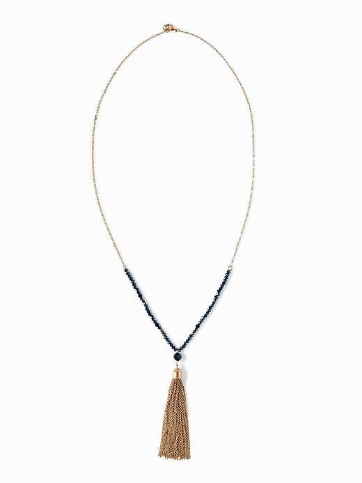 Old Navy Beaded Tassel Chain Pendant For Women - Midnight Madness