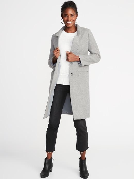Old Navy Womens Brushed-knit Long-line Coat For Women Light Gray Size Xs