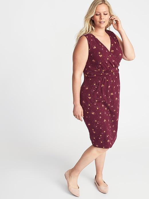 Old Navy Womens Sleeveless Cross-front Plus-size Sheath Dress Purple Ditsy Floral Size 1x