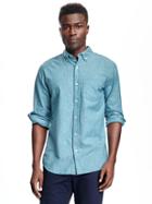 Old Navy Slim Fit Patterned Shirt For Men - Blue Monaco