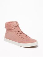 Old Navy Womens Faux-suede Sherpa-trim High-tops For Women Pink Cloud Size 6
