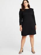 Old Navy Womens Plus-size Ruffle-trim Ponte-knit Dress Black Size 1x