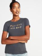 Old Navy Womens Luxe Slim-fit Graphic Tee For Women Dark Charcoal Gray Size Xs