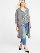 Old Navy Womens Plus-size Super-long Open-front Marled Sweater Black Marl Size 2x