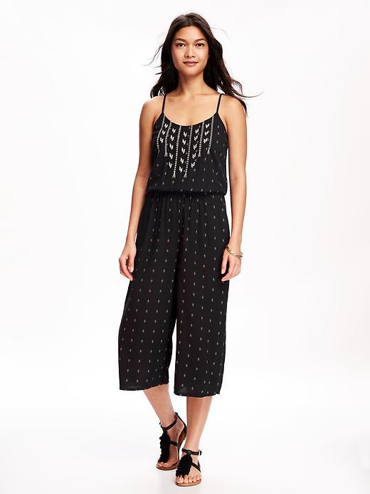 Old Navy Cami Wide Leg Jumpsuit For Women - Black Print