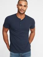 Old Navy Mens Soft-washed Jersey Henley For Men In The Navy Size M