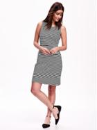 Old Navy Ponte Shift Dress - Soft Black Stripe