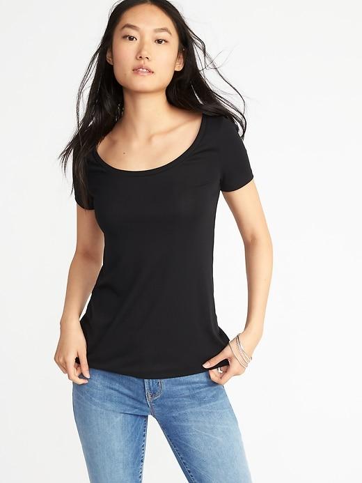 Old Navy Womens Slim-fit Scoop-neck Tee For Women Black Size M