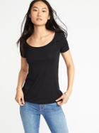 Old Navy Womens Slim-fit Scoop-neck Tee For Women Black Size M