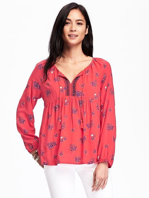 Old Navy Womens Lightweight Swing Blouse For Women Red Print Size Xl
