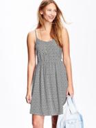 Old Navy Womens Poplin Cami Dresses Size M Tall - Black Print