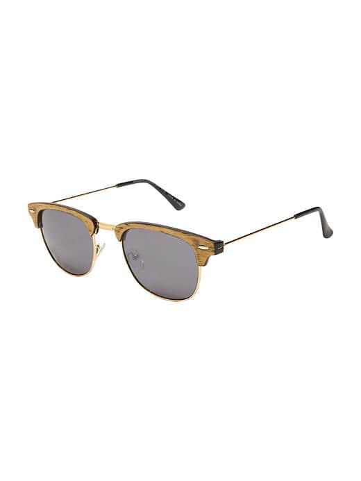 Old Navy Half Frame Sunglasses For Men - Brown Wood