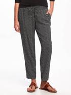 Old Navy Mid Rise Soft Pants For Women - Black Print