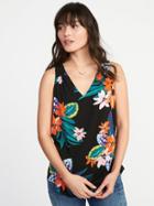Old Navy Womens Relaxed Sleeveless Cutout-back Top For Women Black Floral Size Xxl