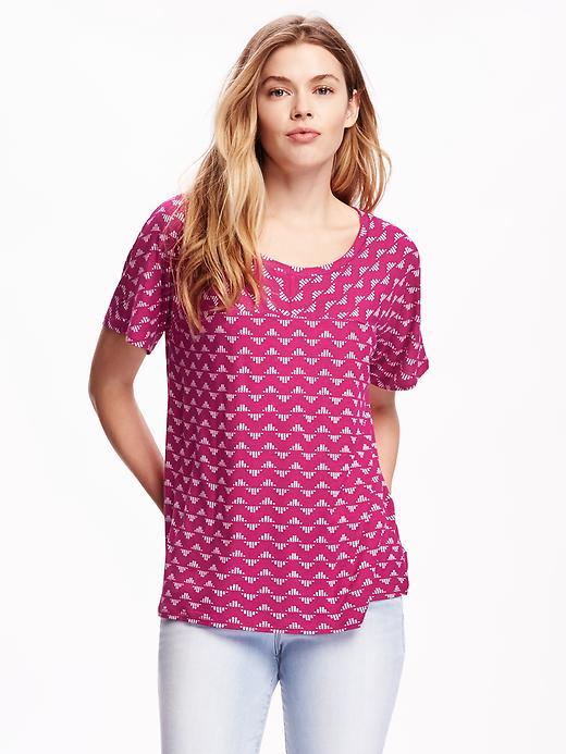 Old Navy Printed Oversized Top For Women - Purple Print