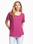 Old Navy Printed Oversized Top For Women - Purple Print