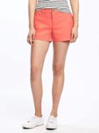 Old Navy Mid Rise Everyday Khaki Shorts For Women 3 1/2 - Coral Tropics