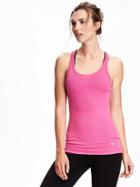 Old Navy Go Dry Performance Rib Fitted Tank For Women - Pinkmanship Neon Poly
