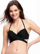 Old Navy Womens Underwire Halter Swim Top For Women Ebony Size M