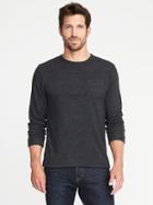 Old Navy Mens Terry-velour Easy Crew Pocket Tee For Men Dark Charcoal Gray Size L