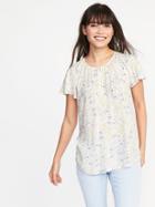 Old Navy Womens Lightweight Flutter-sleeve Top For Women White Flower Size Xxl