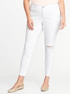 Old Navy Womens High-rise Smooth & Slim Plus-size Distressed Rockstar Ankle Jeans White Size 24