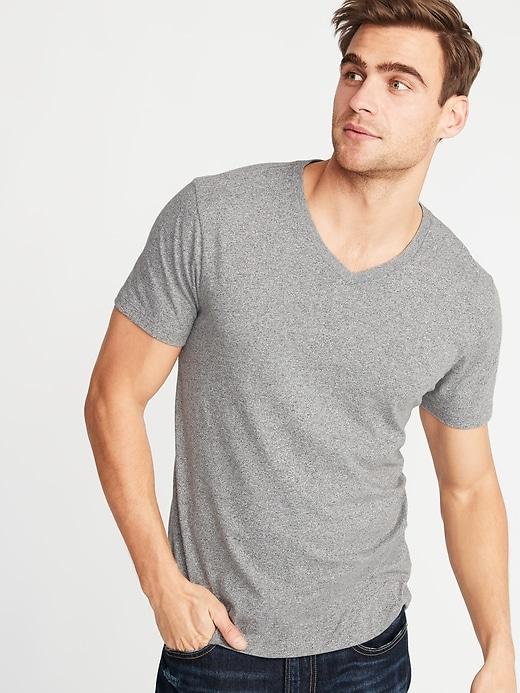Old Navy Mens Soft-washed Heathered V-neck Tee For Men Heather Gray Size S