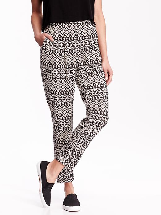 Old Navy Womens High Rise Soft Knit Pants Size L Tall - Black Print
