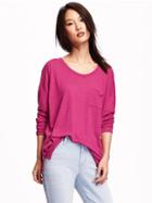 Old Navy 3/4 Sleeve Linen Blend Boyfriend Tee For Women - First Kiss