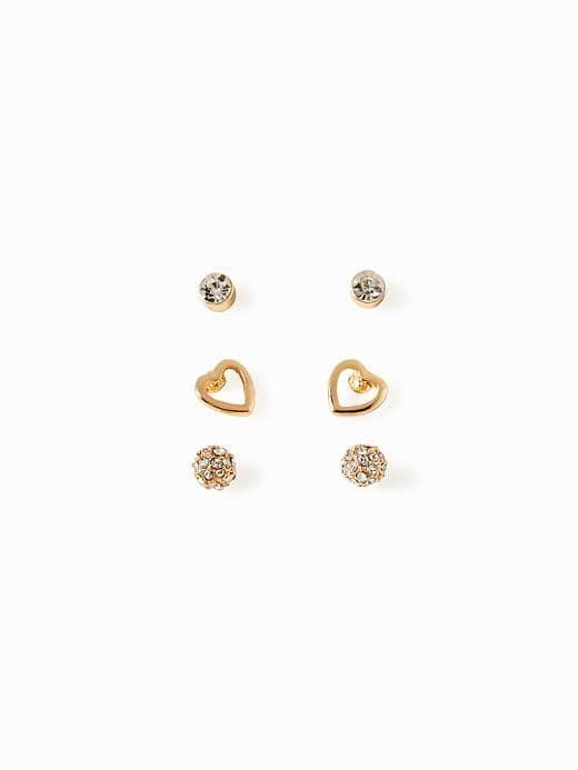 Old Navy Multi Shape Stud Earring 3 Pack For Women - Outline Hearts