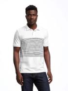 Old Navy Striped Pique Stretch Polo For Men - Ink Blue