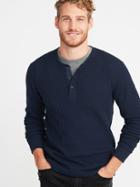 Old Navy Mens Chunky-textured Thermal-knit Henley For Men In The Navy Size M