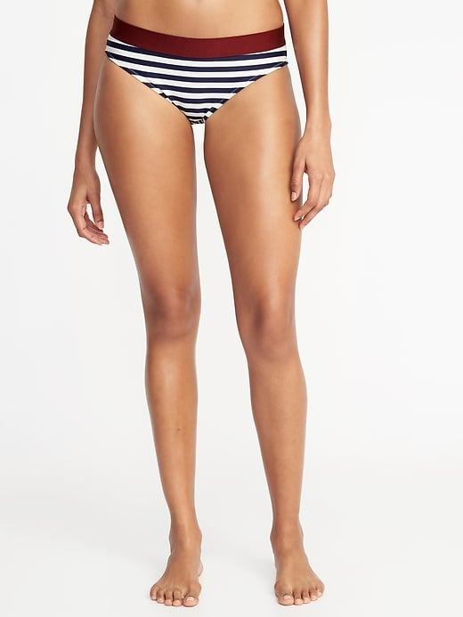 Old Navy Womens Banded-waist Swim Bottoms For Women Navy Stripe Size M