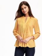 Old Navy Pintuck Swing Top For Women - Yellow Print