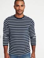 Old Navy Mens Striped Plush-knit Built-in Flex Tee For Men In The Navy Size Xl