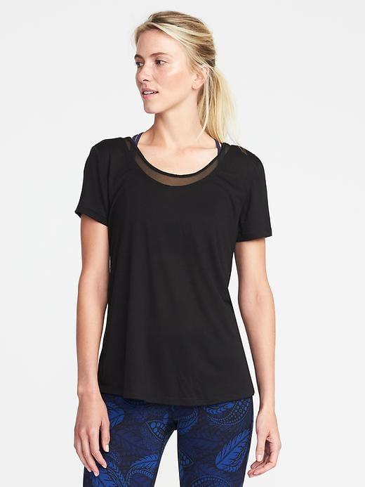 Old Navy Go Dry Ultra Light Mesh Trim Scoop Back Tee For Women - Black Jack 2