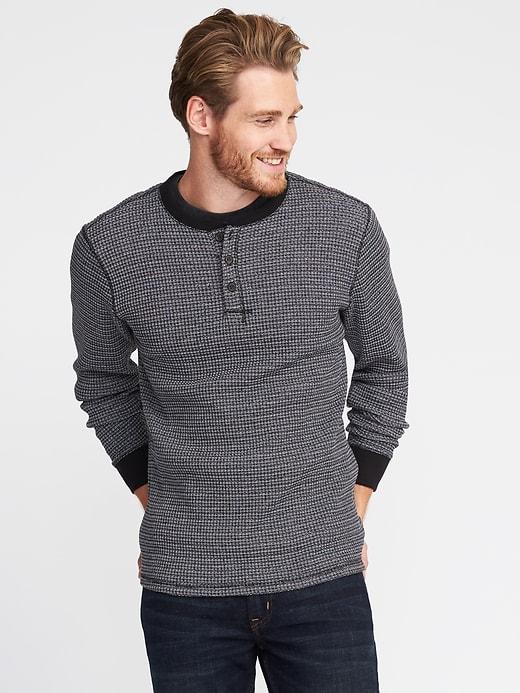 Old Navy Thermal Henley For Men - Black