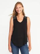 Old Navy Relaxed Embroidered Top For Women - Black